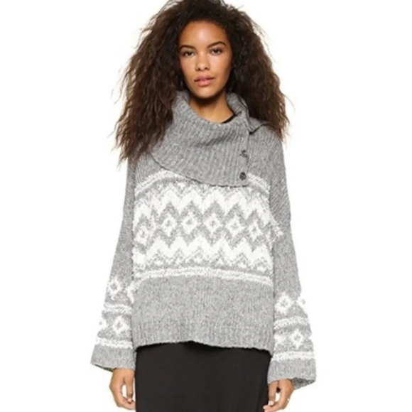 Free People Ragnar fair isle chunky turtleneck sweater 17913 - Picture 5 of 15